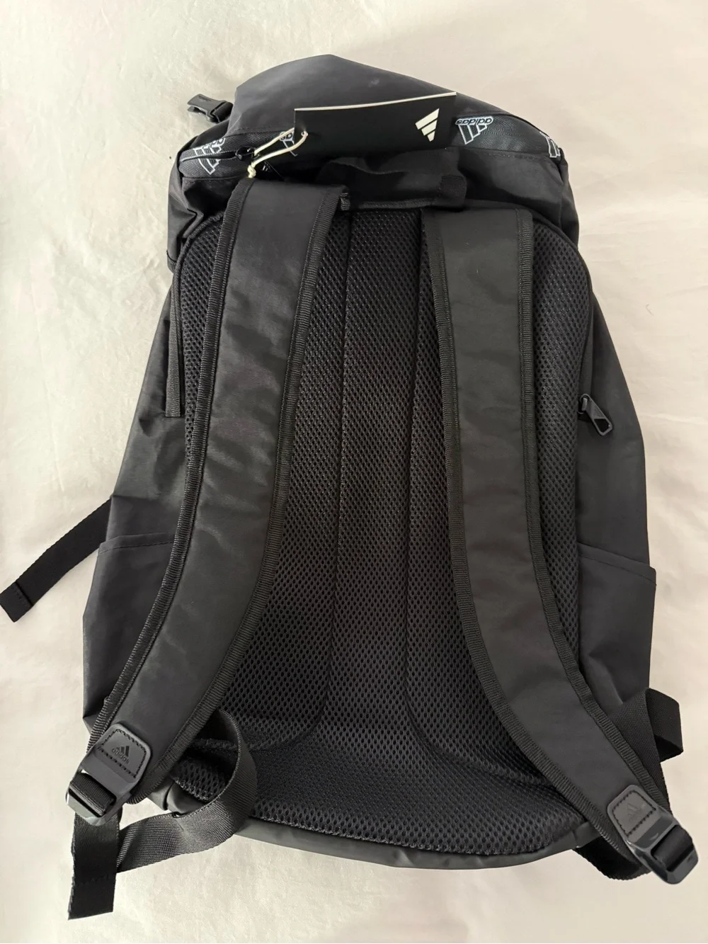 adidas Black Roll-Top drawstring Backpack with White Accents